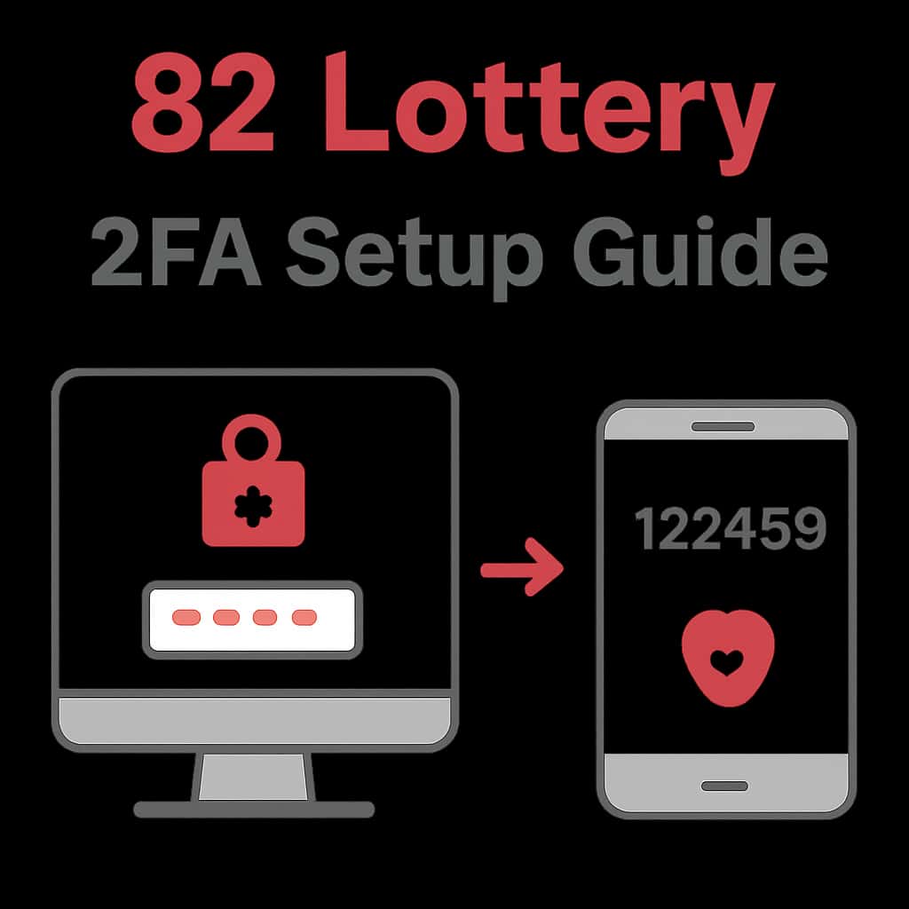 An educational diagram illustrating the 2FA setup process for the 82 Lottery.