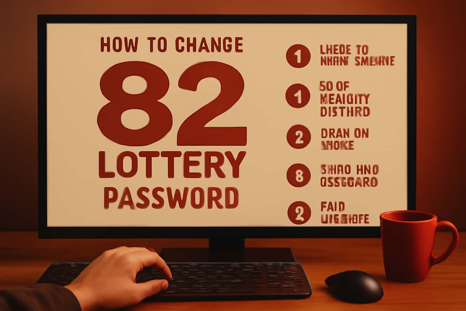 A visual guide on changing the 82 Lottery password, featuring the text '82 Lottery' in a secure setting.