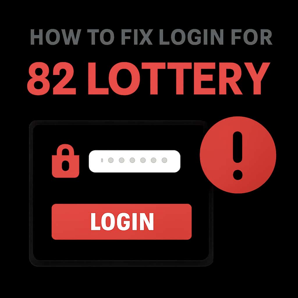 Illustration explaining login issue solutions for 82 Lottery.