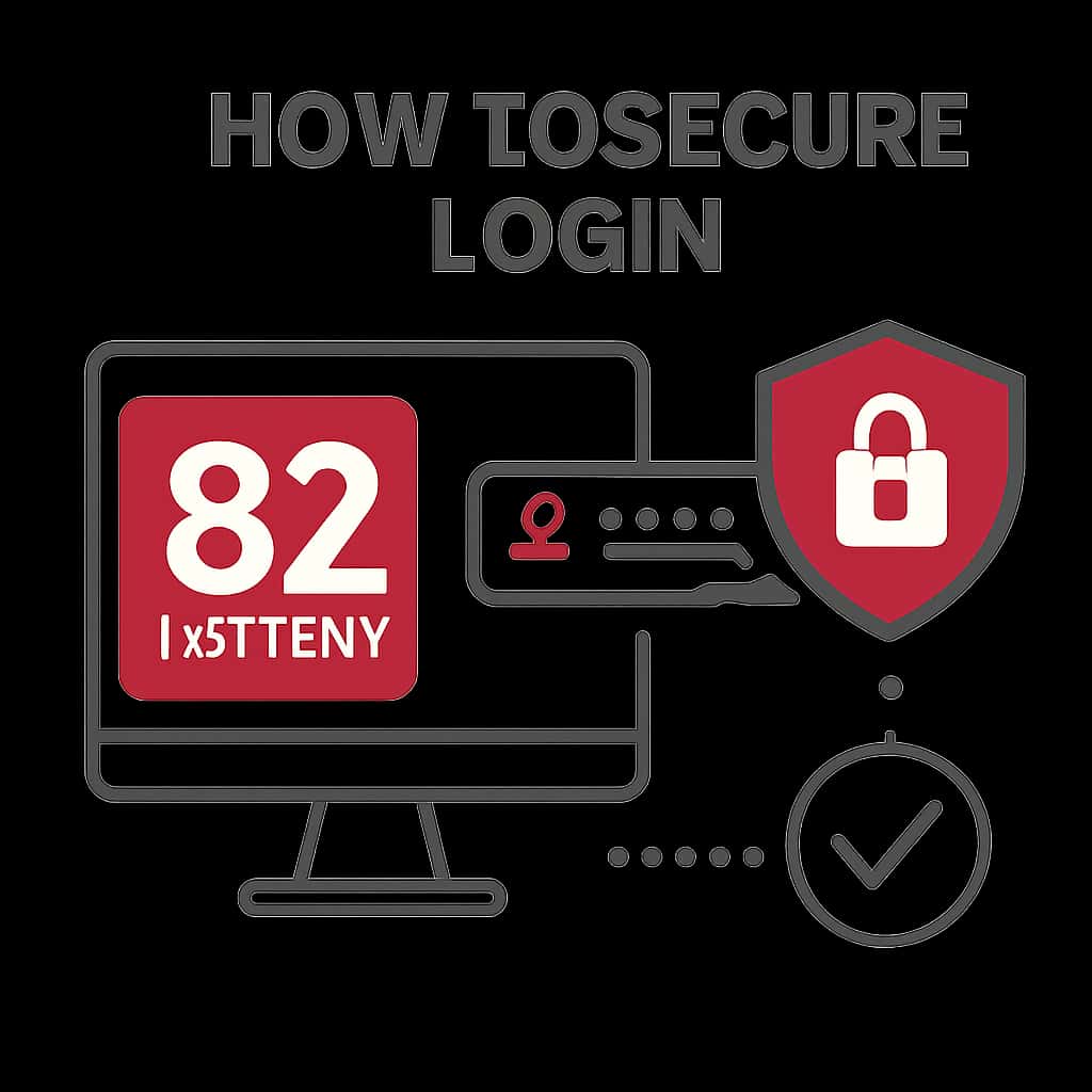 An instructional diagram outlining the steps to secure 82 Lottery login.