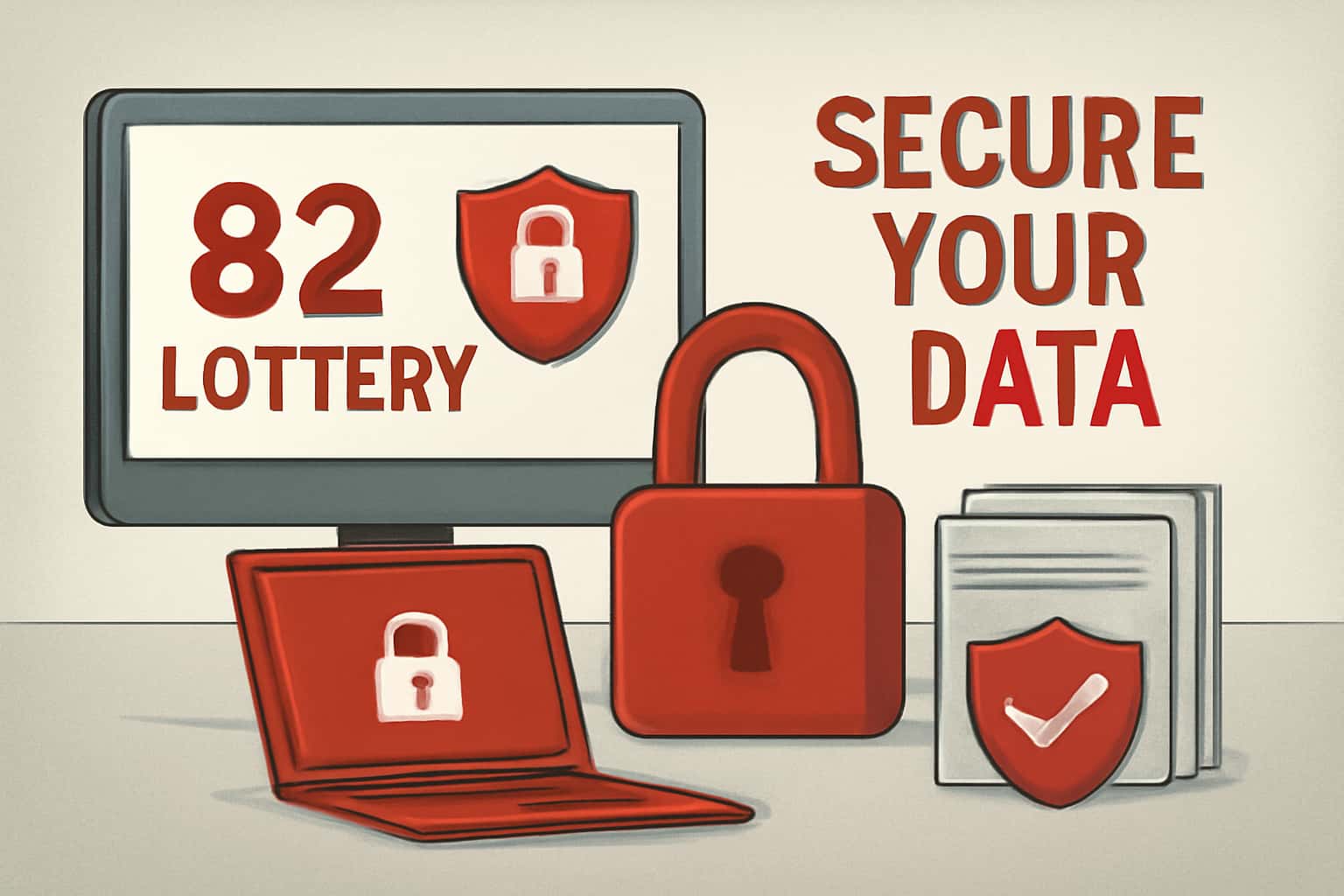 A neutral scene illustrating security measures for 82 Lottery data protection.