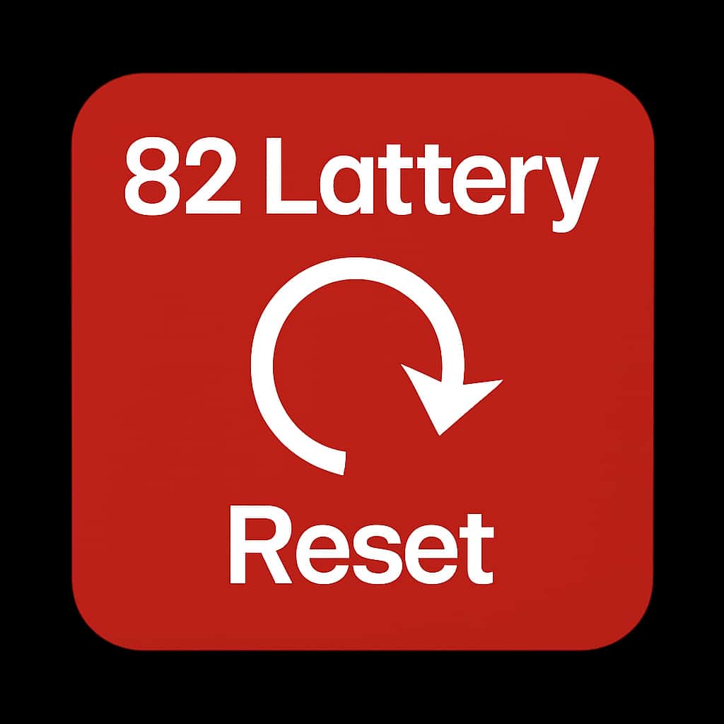 A badge illustrating the 82 Lottery Reset process.
